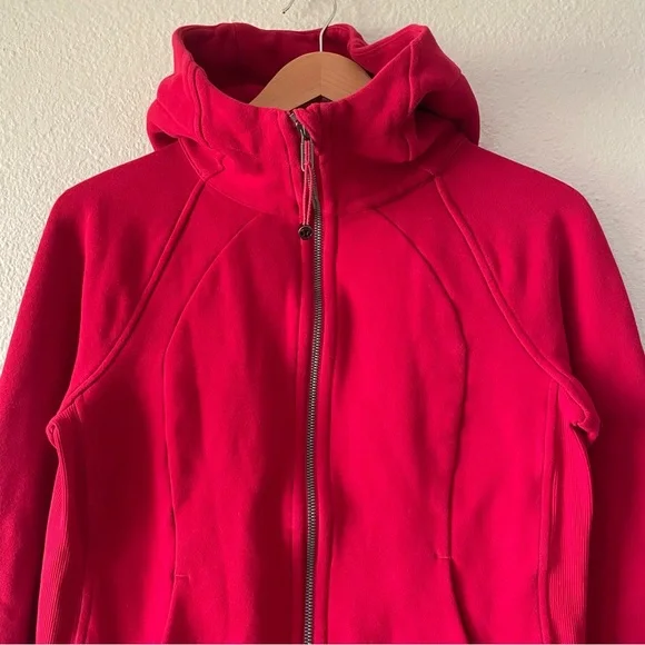 Lululemon Scuba Hoodie Sweater Light Cotton Fleece Womens Size 6 Red Zip Up Cozy - Picture 7 of 16